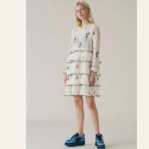 GANNI Size: 34 US Size: 2 Style 1729 Lowell Floral Print Tiered Mini Dress